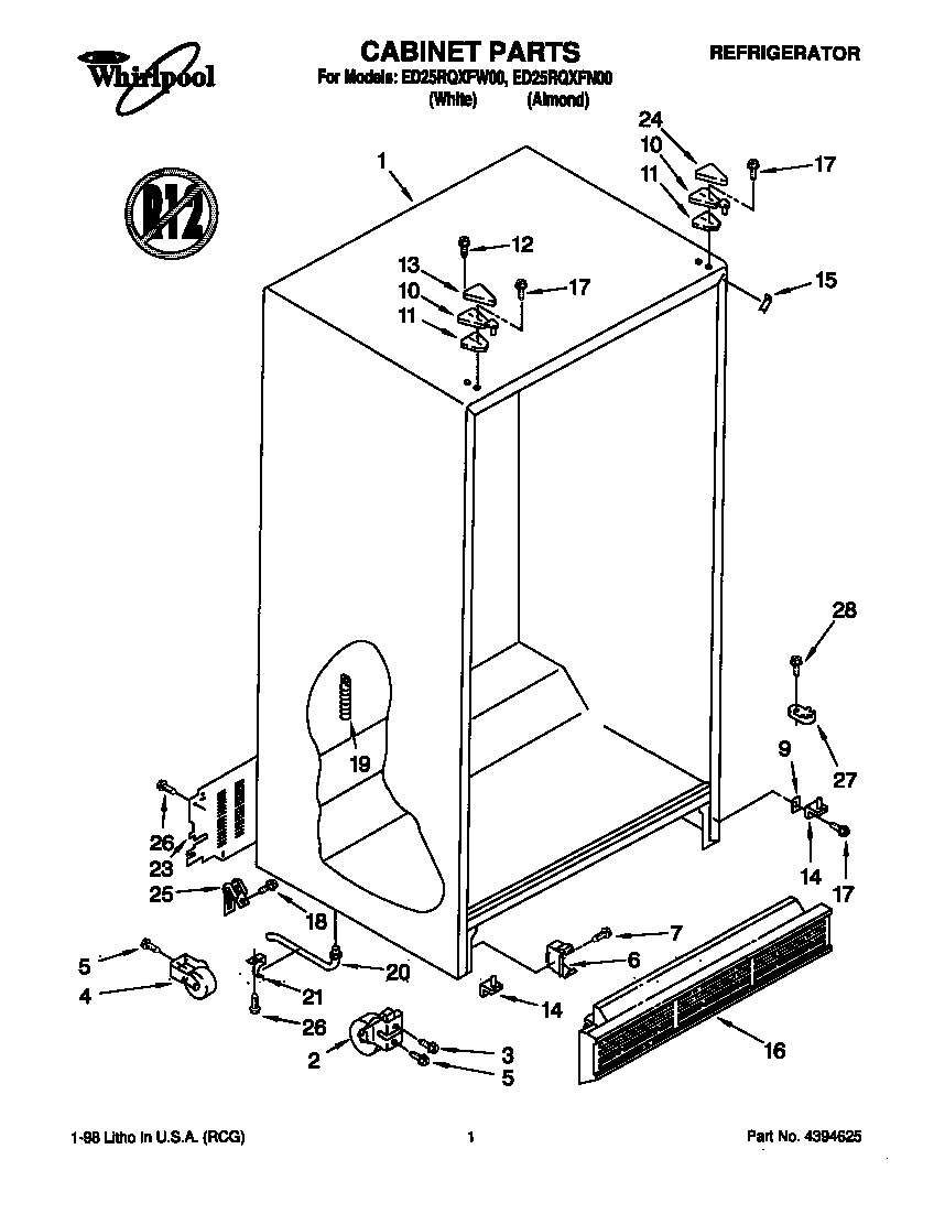Whirlpool ED25RQXFN00 cabinet diagram