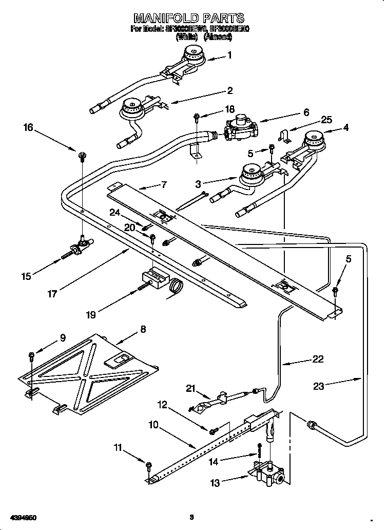 Whirlpool SF3000SEW0 manifold diagram