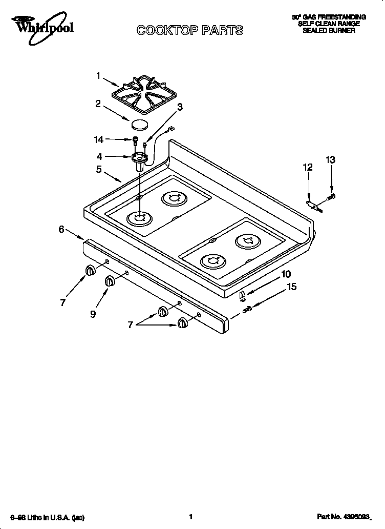 Whirlpool SF377PEGW0 cooktop diagram