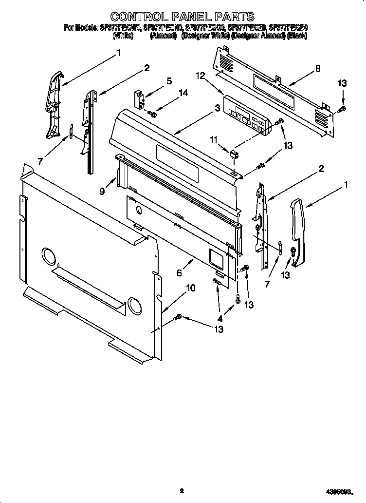 Whirlpool SF377PEGW0 control panel diagram