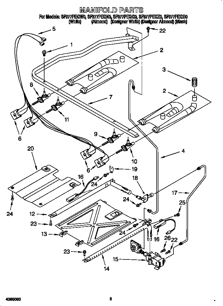 Whirlpool SF377PEGW0 manifold diagram