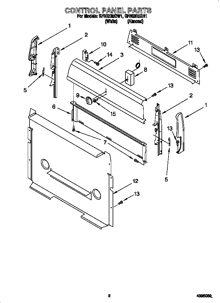 Whirlpool SF3020EGW1 control panel diagram