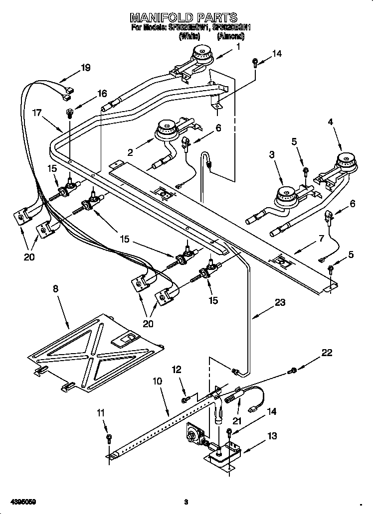 Whirlpool SF3020EGW1 manifold diagram