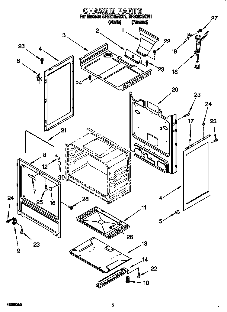 Whirlpool SF3020EGW1 chassis diagram