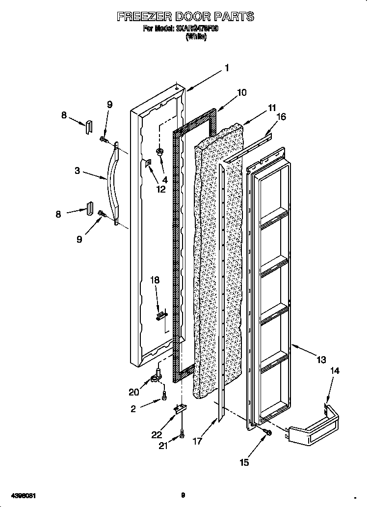 Whirlpool 3XARG478F00 freezer door diagram