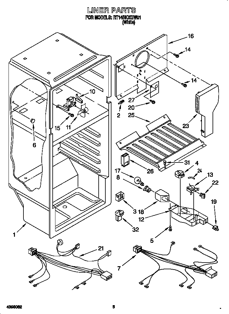 Roper RT14BKXGW01 liner diagram