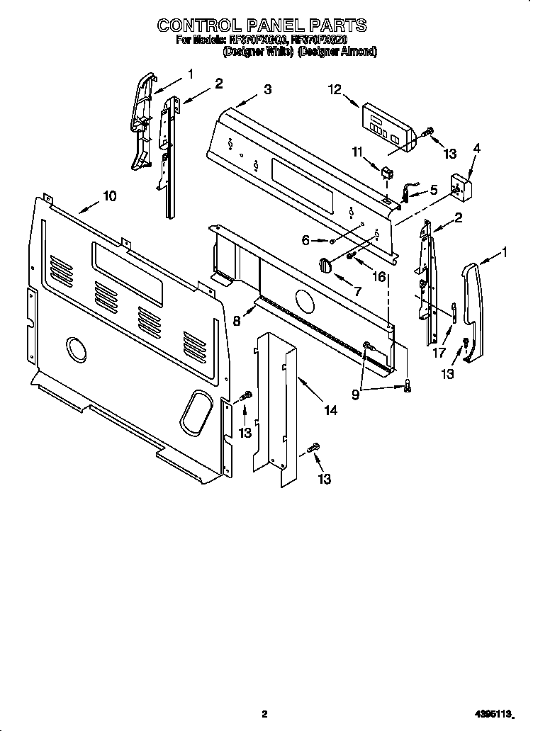Whirlpool RF370PXGZ0 control panel diagram