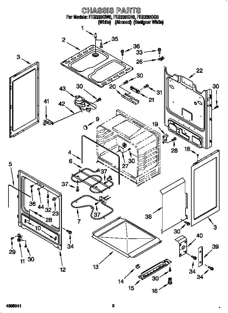 Roper FES330GW0 chassis diagram