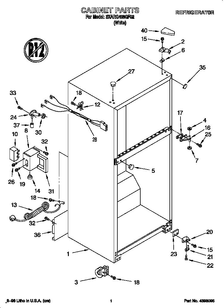 Whirlpool 3XARG468GF02 cabinet diagram