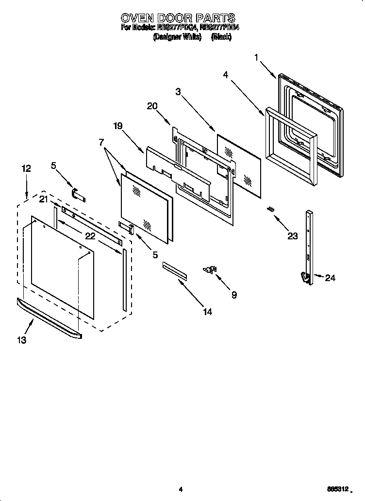 Whirlpool RBS277PDQ4 oven door diagram