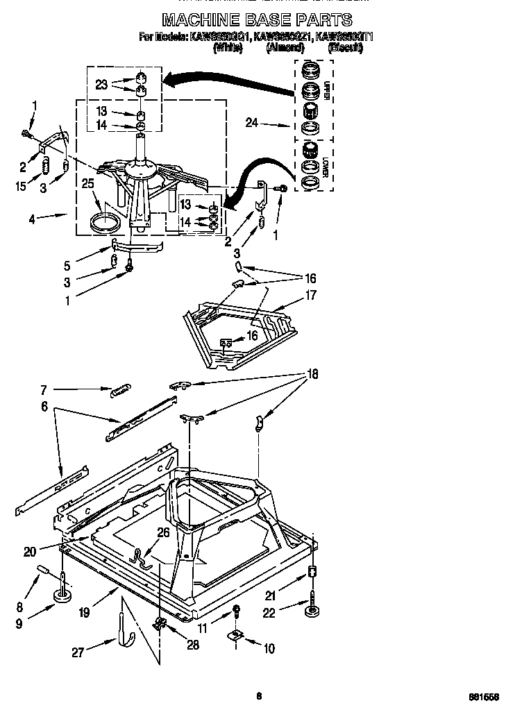 KitchenAid KAWS850GZ1 machine base diagram