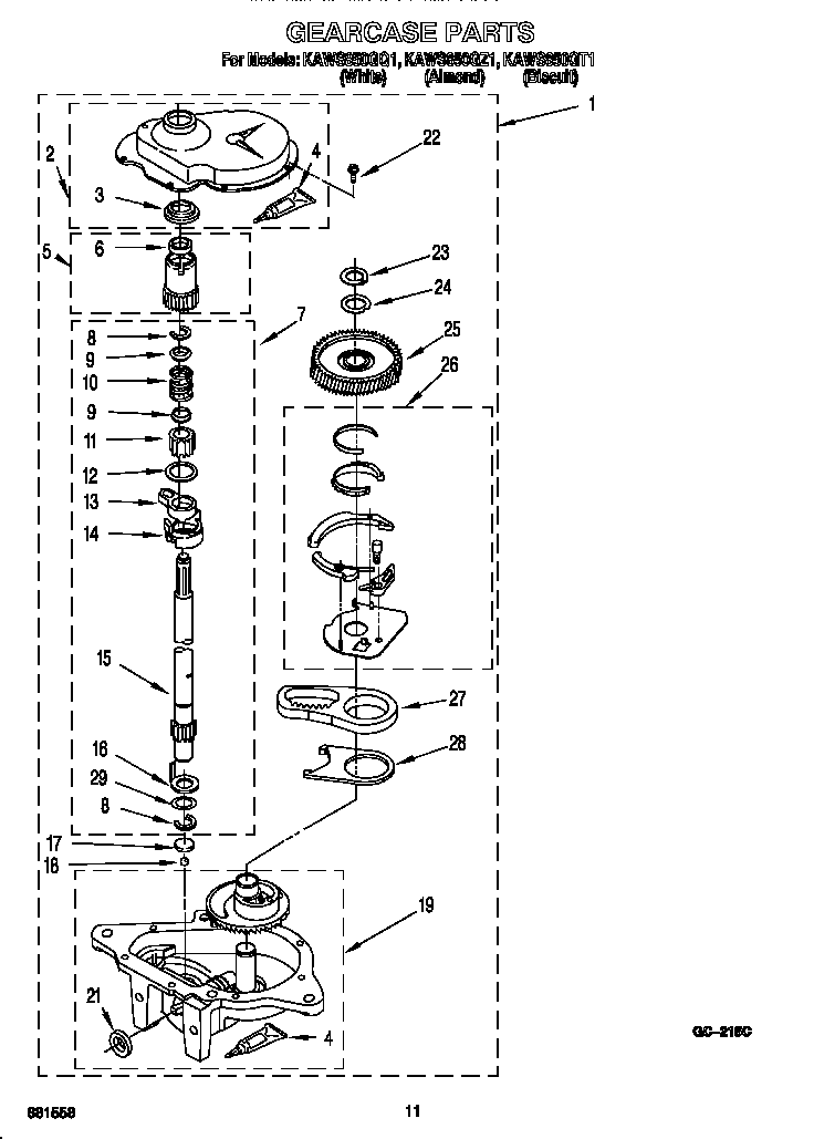 KitchenAid KAWS850GZ1 gearcase diagram