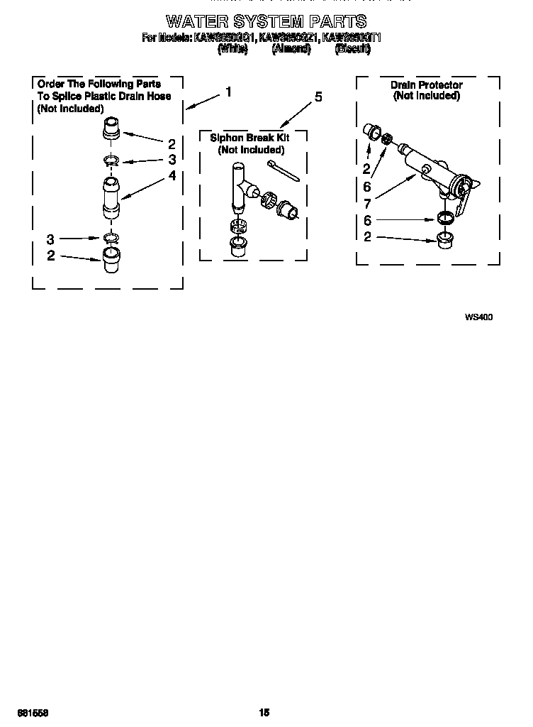 KitchenAid KAWS850GZ1 water system diagram