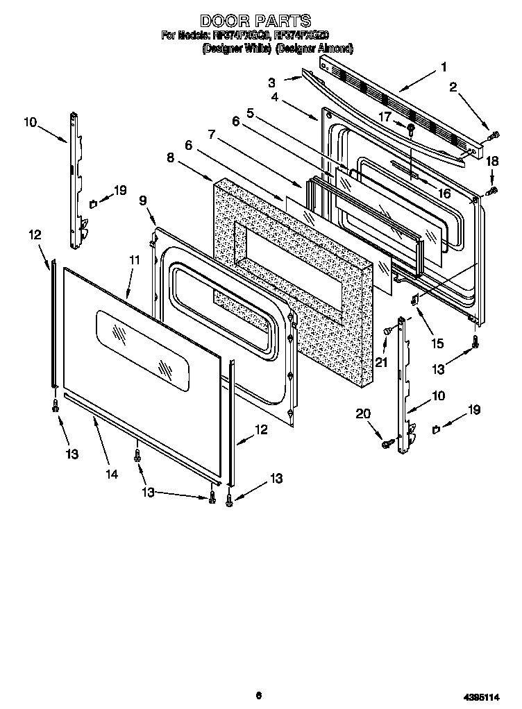 Whirlpool RF374PXGZ0 door diagram