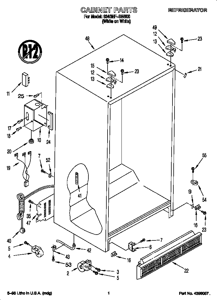 Whirlpool 8340NFSBS00 cabinet diagram