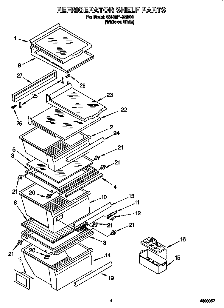 Whirlpool 8340NFSBS00 refrigerator shelf diagram