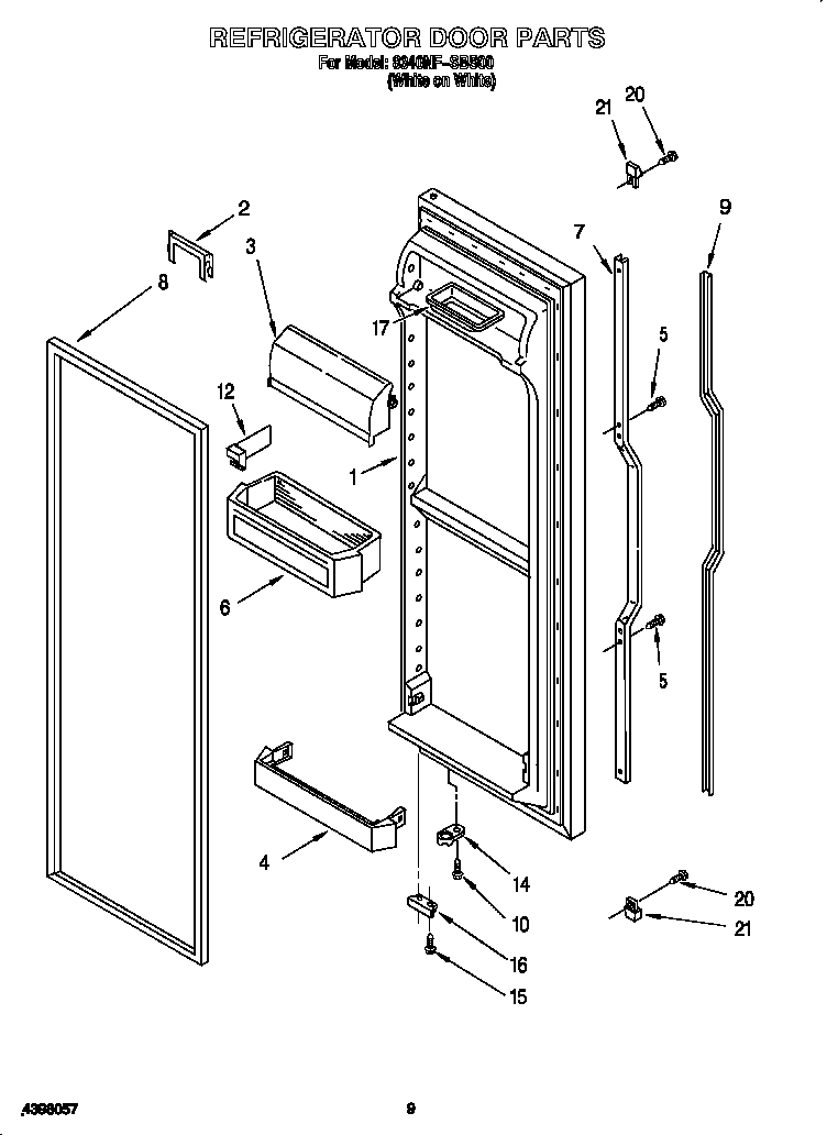 Whirlpool 8340NFSBS00 refrigerator door diagram