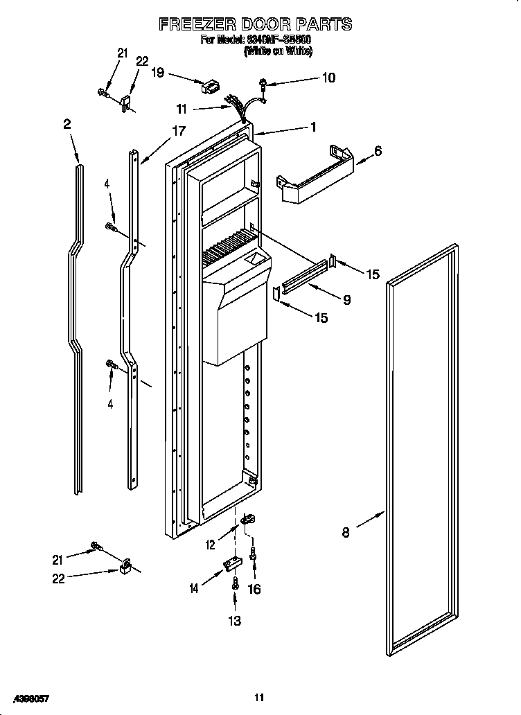 Whirlpool 8340NFSBS00 freezer door diagram
