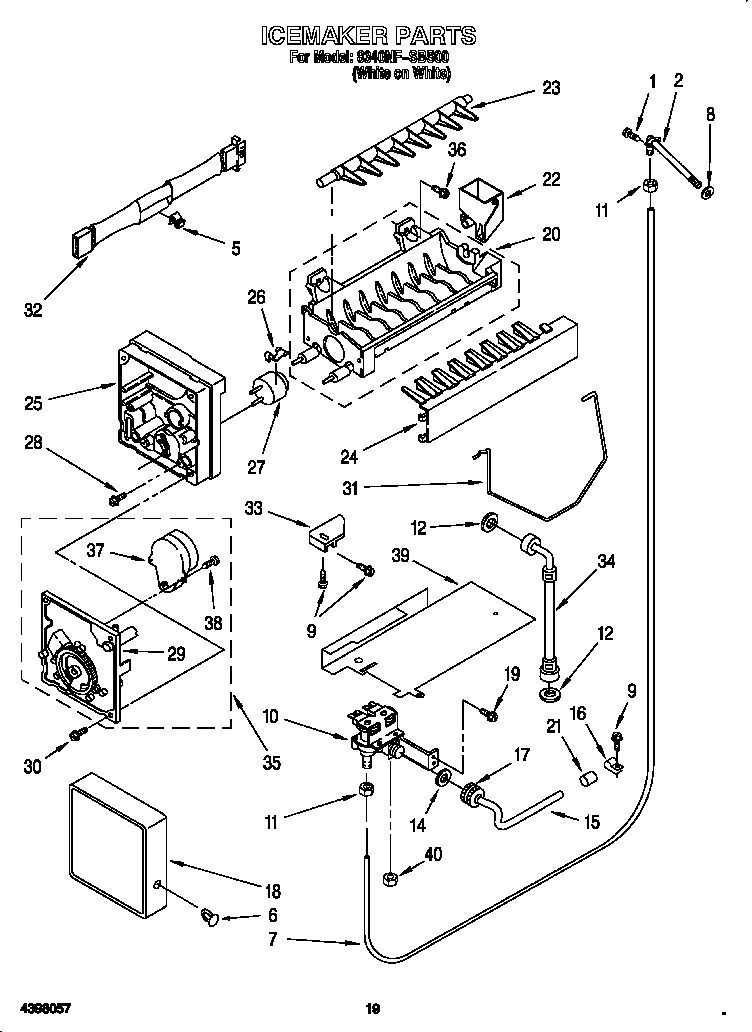 Whirlpool 8340NFSBS00 icemaker diagram