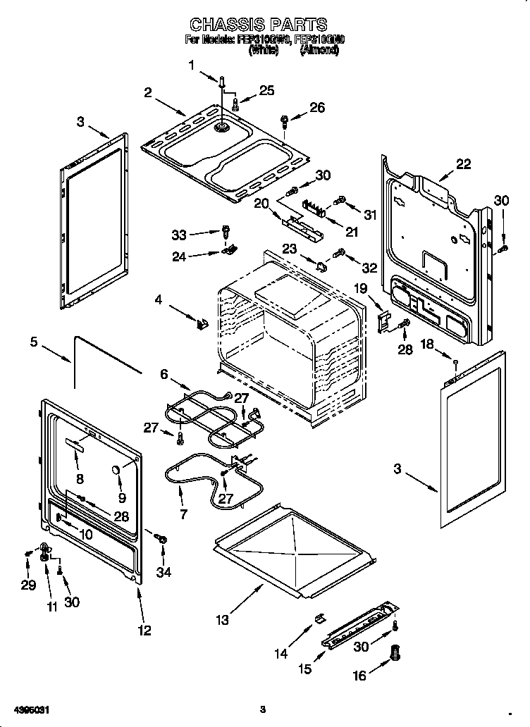 Roper FEP310GN0 chassis diagram