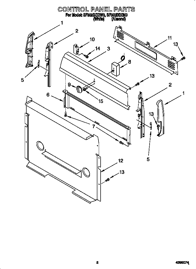 Whirlpool SF302BEGW0 control panel diagram