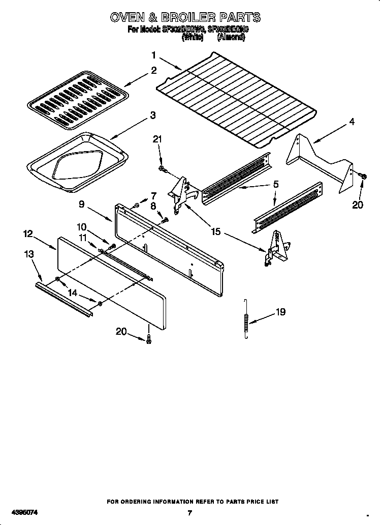 Whirlpool SF302BEGW0 oven & broiler diagram