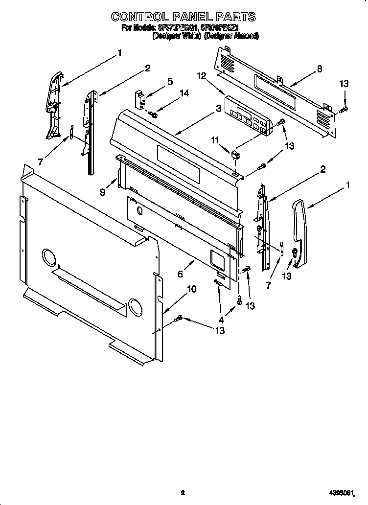 Whirlpool SF370PEGQ1 control panel diagram