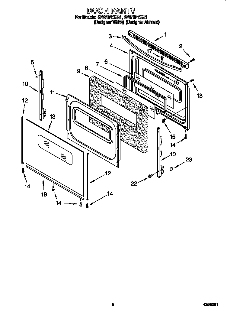 Whirlpool SF370PEGQ1 door diagram