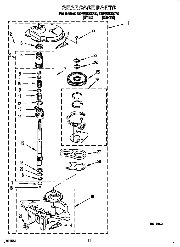 KitchenAid KAWS800GZ0 gearcase diagram