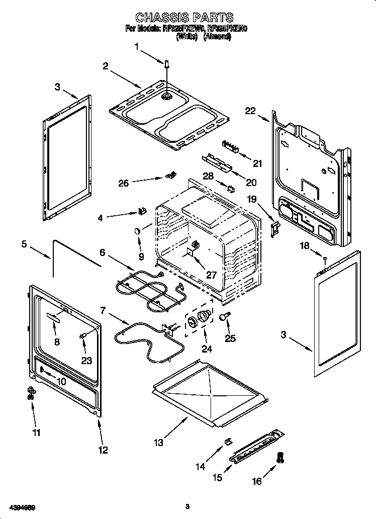 Whirlpool RF325PXEW0 chassis diagram