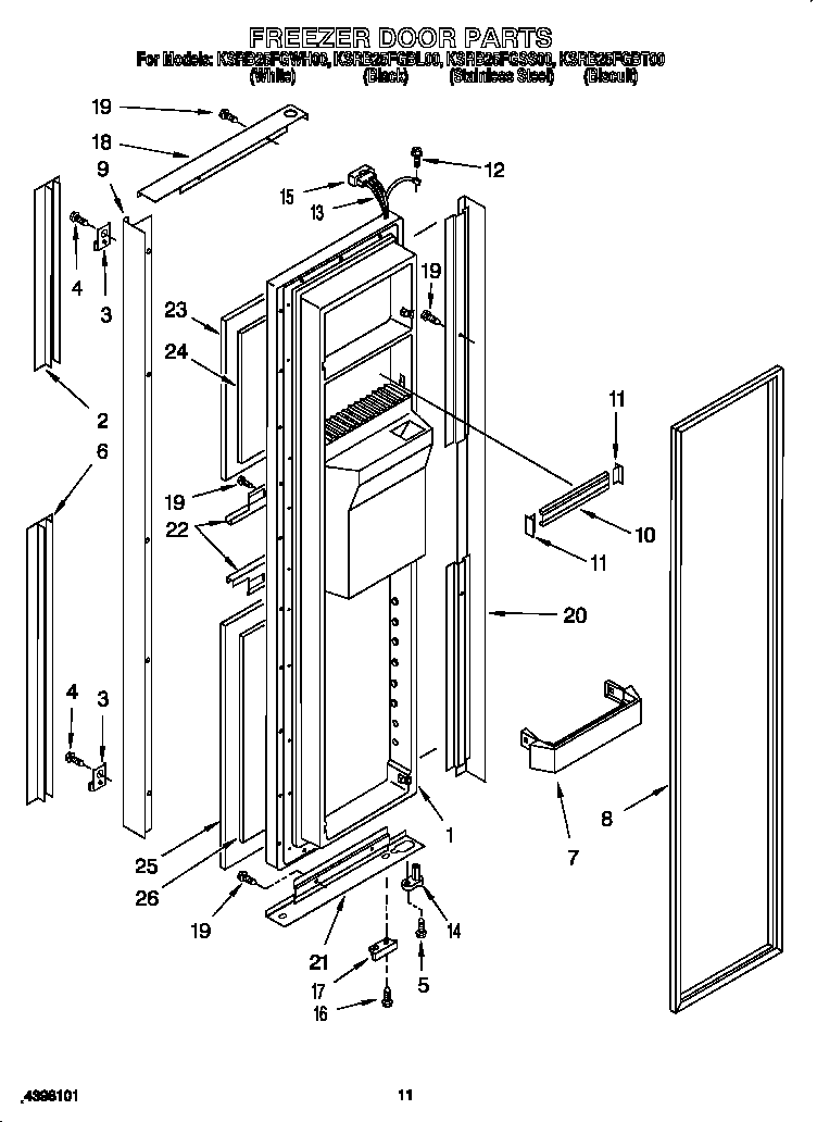 KitchenAid KSRB25FGSS00 freezer door diagram