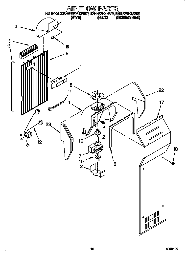 KitchenAid KSRB22FGWH00 air flow diagram