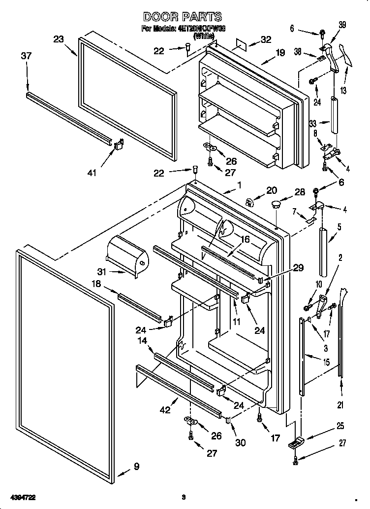 Whirlpool 4ET20NKXFW00 door diagram