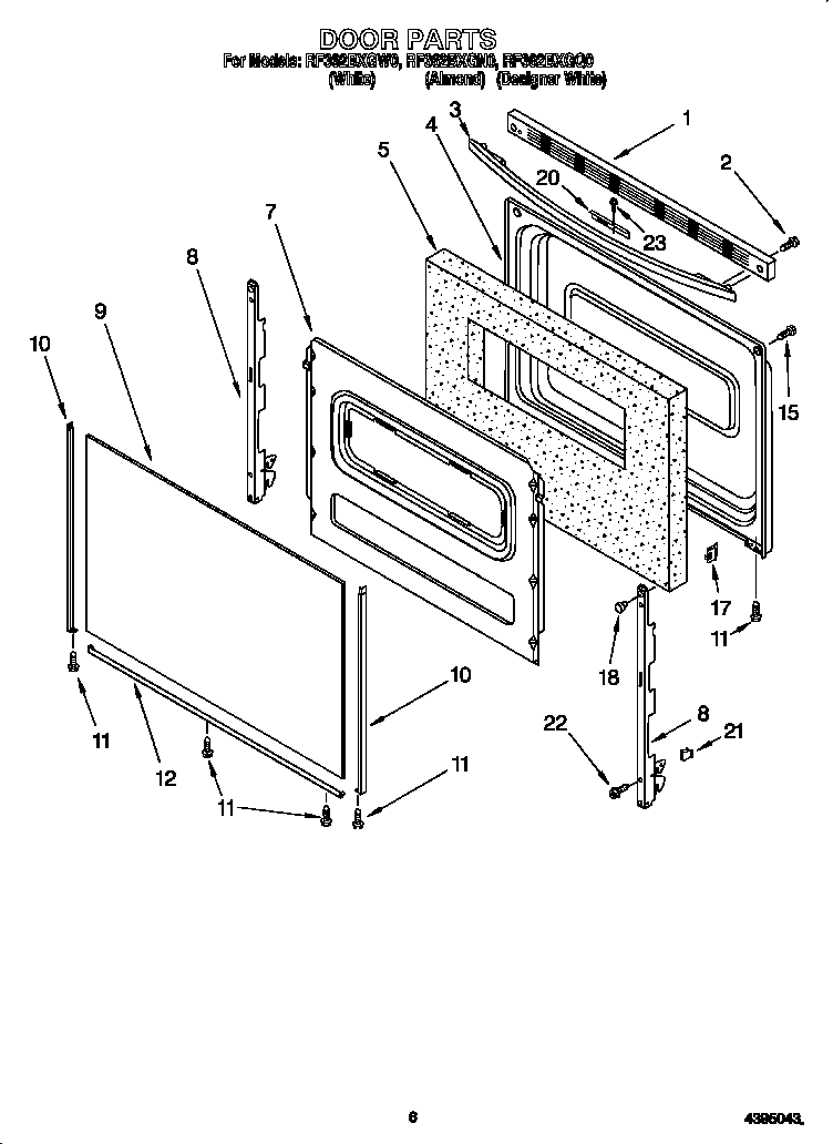 Whirlpool RF362BXGW0 door diagram