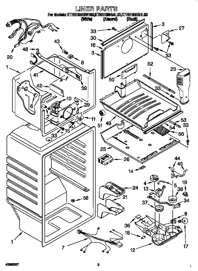 KitchenAid KTRS19MGWH00 liner diagram