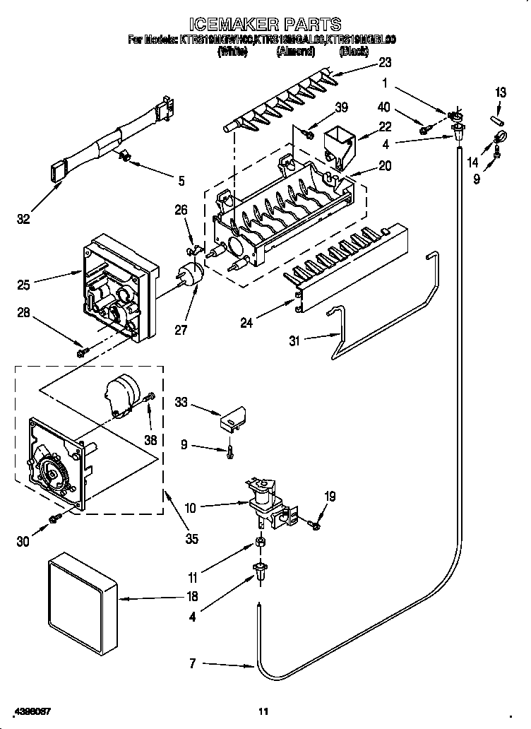 KitchenAid KTRS19MGWH00 ice maker diagram