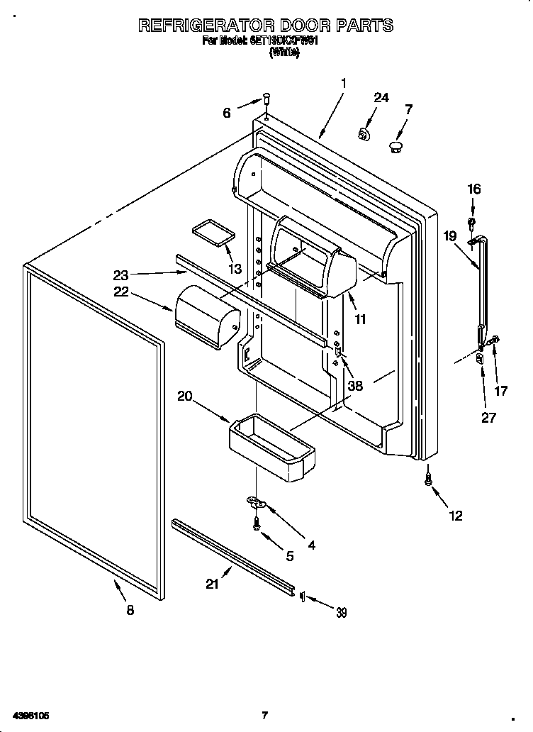 Whirlpool 6ET19DKXFW01 refrigerator door diagram