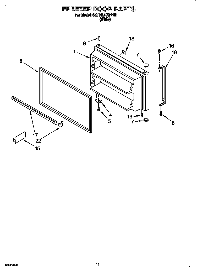 Whirlpool 6ET19DKXFW01 freezer door diagram