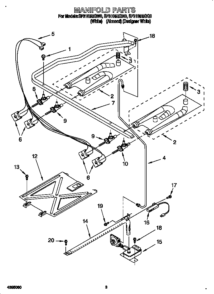 Whirlpool SF310BEGW0 manifold diagram