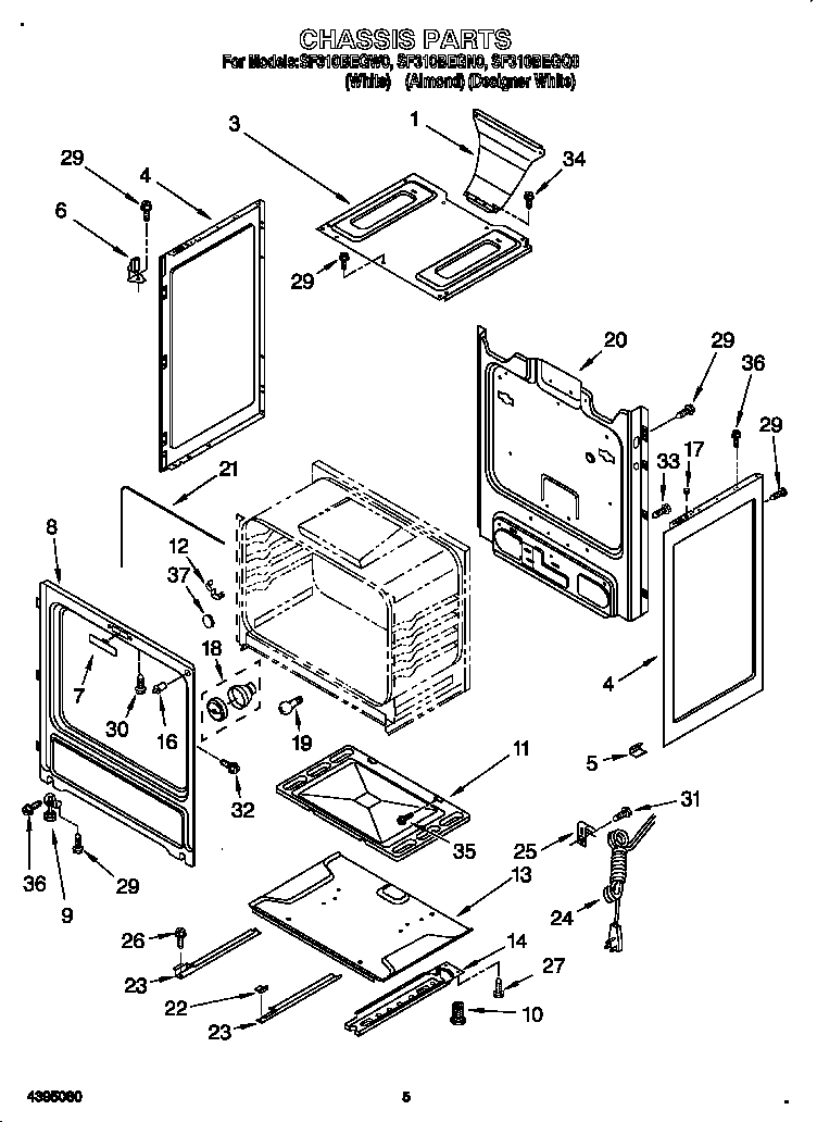 Whirlpool SF310BEGW0 chassis diagram