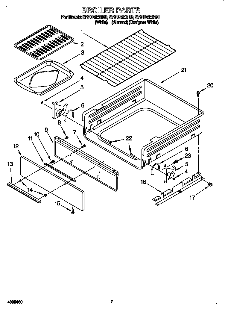 Whirlpool SF310BEGW0 broiler diagram