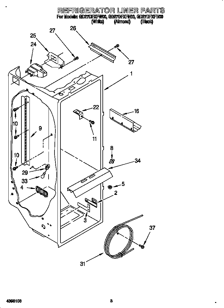 Whirlpool GD27DFXFN00 refrigerator liner diagram