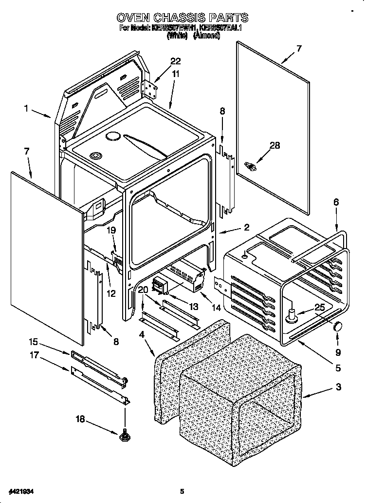 KitchenAid KERS507EAL1 oven chassis diagram