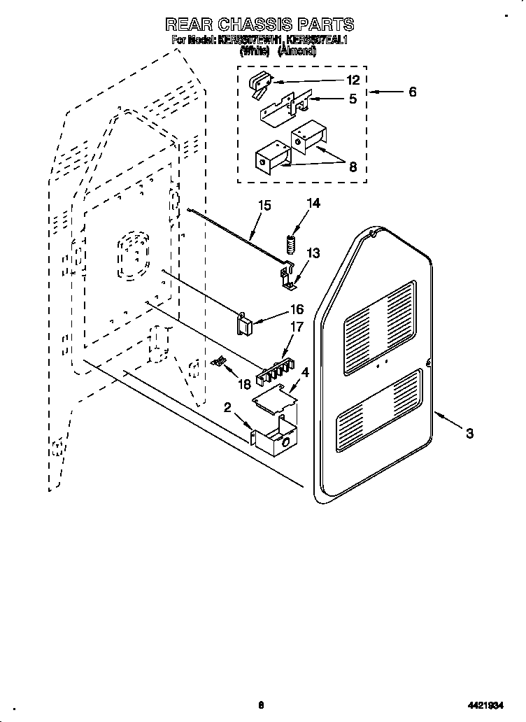 KitchenAid KERS507EAL1 rear chassis diagram
