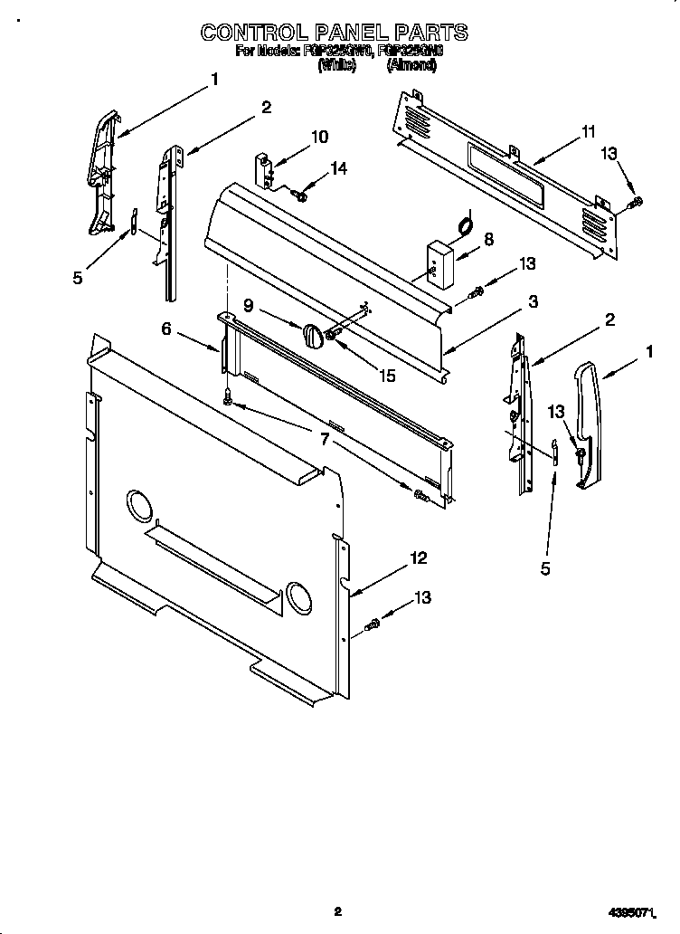 Roper FGP325GN0 control panel diagram