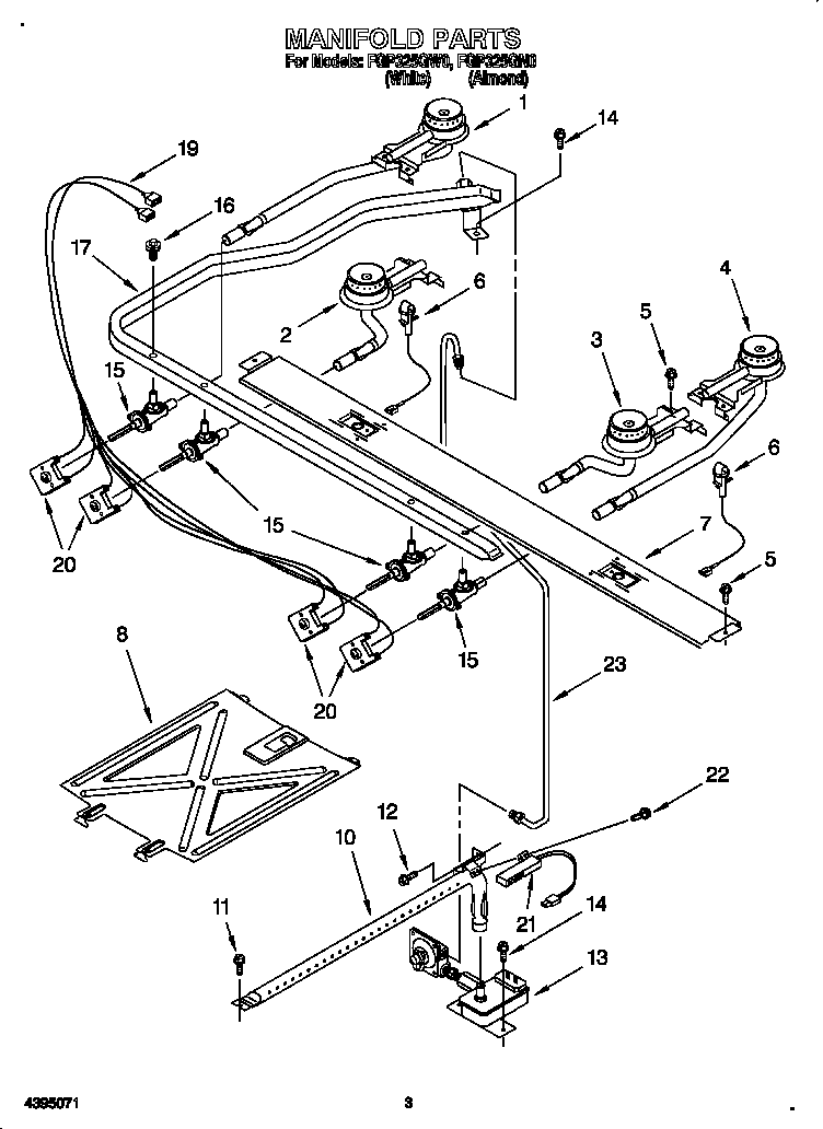 Roper FGP325GN0 manifold diagram