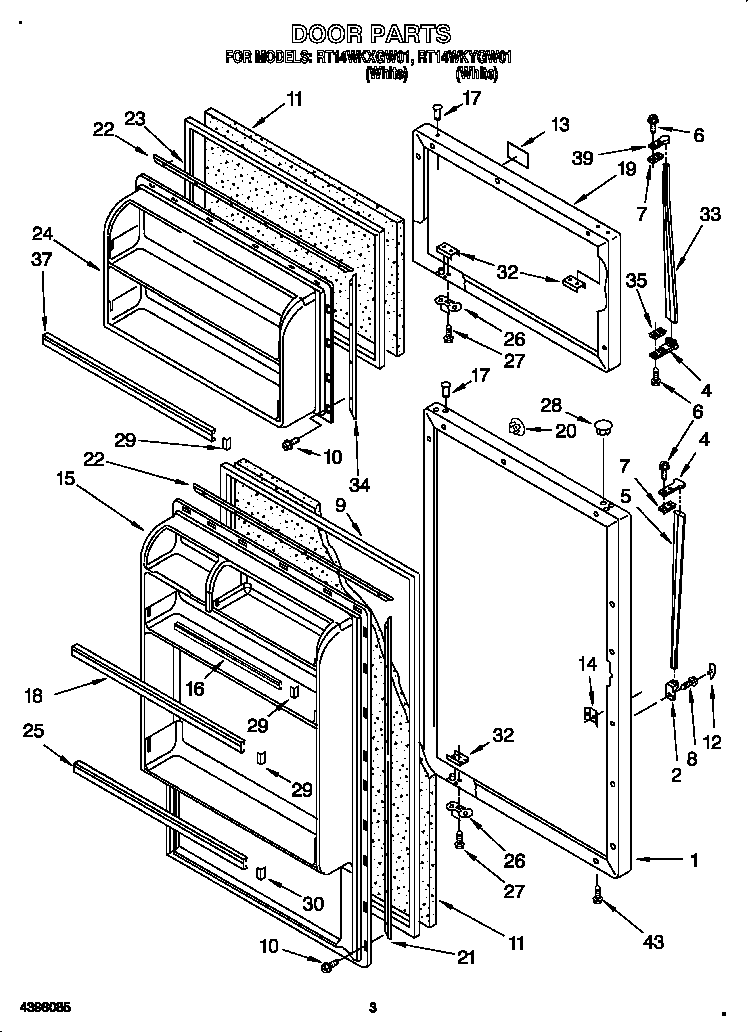 Roper RT14WKXGW01 door diagram