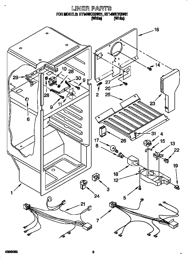 Roper RT14WKXGW01 liner diagram