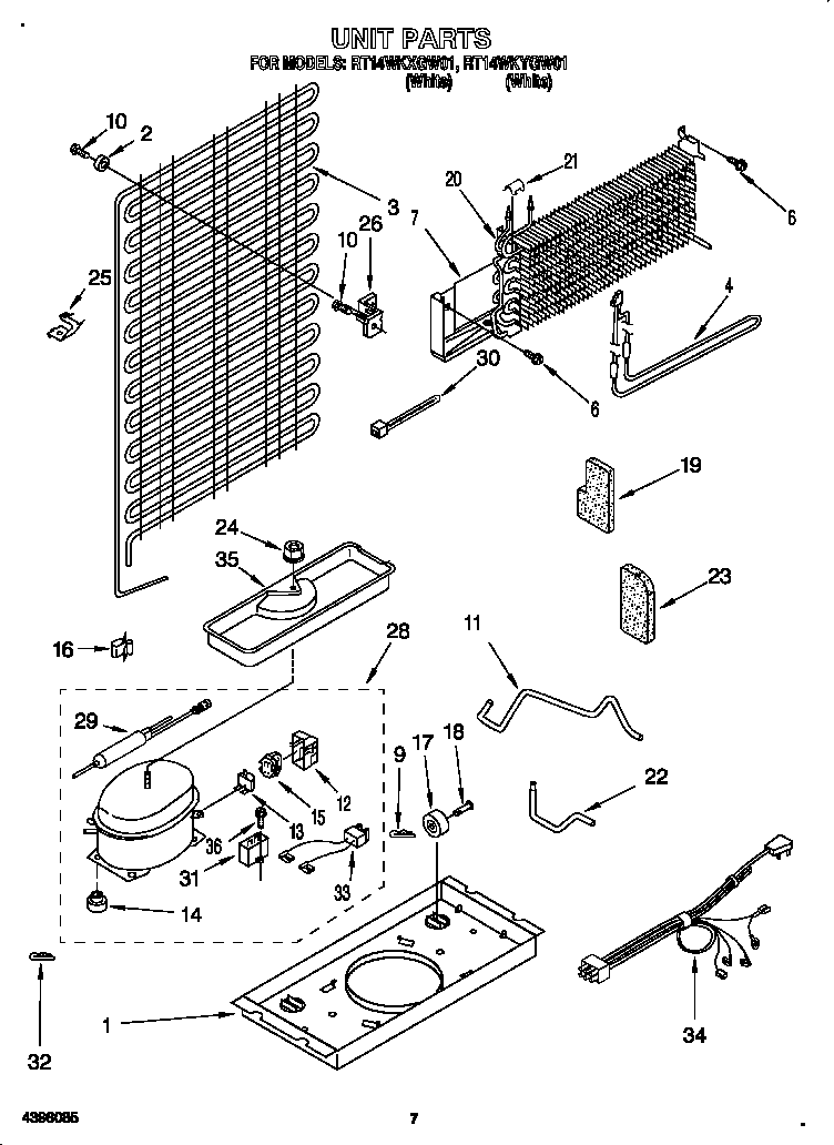 Roper RT14WKXGW01 unit diagram