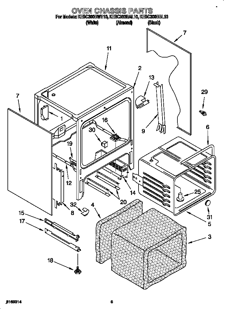 KitchenAid KESC300BAL10 oven chassis diagram
